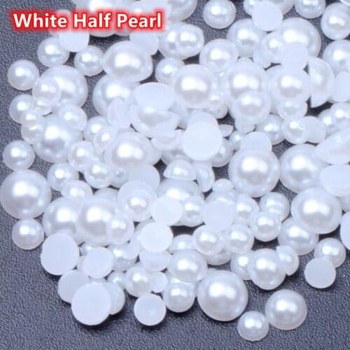 1440pcs 1.5mm 2mm 10mm Half Round Acrylic Imitation Flatback Pearl Beads for Nail Art DIY