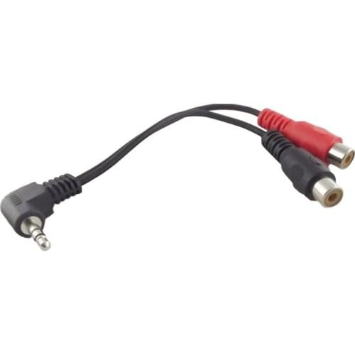 1x 3.5mm 1/8" Male Stereo Right Angled To Dual RCA Female Audio Y Video Adapter Cable 15cm