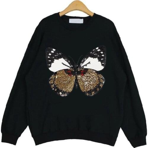 2019 DIY Big Butterfly patches Applique Sewing Handmade Bling Bling Sequins Patch for T-shirt Clothing Embroidered Appliques