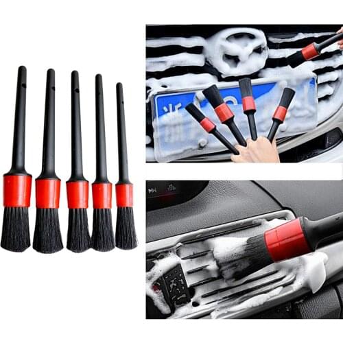 5PCS Car Detailing Brush Kit Plastic Handle Auto for Tires Wheel Clean Brush