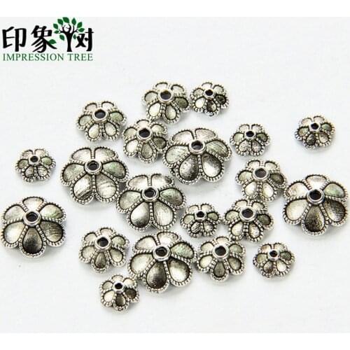 6/8/11mm Zinc Alloy Silver Flower Star Spacers Beads Caps Charm Handmade For Jewelry Components Making Bracelet Accessories 845
