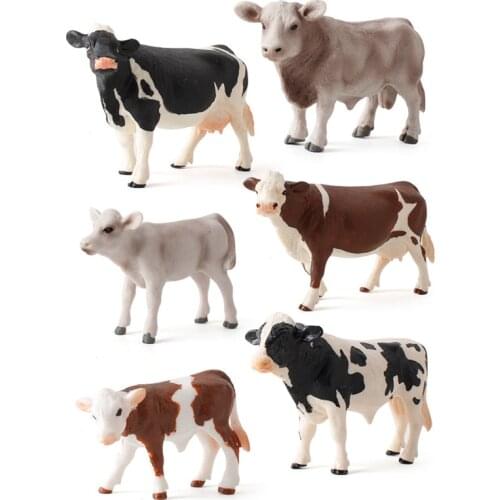 6 Kinds Simulation Cattle Figure Collectible Toys Solid Farm Animal Action Figures Kids Cognition Toy
