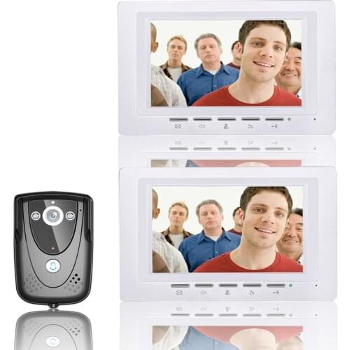 7 Inch Video Door Phone Doorbell Intercom Kit 1-camera 2-monitor Night Vision