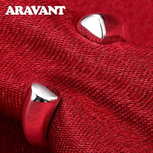 925 Silver Simple Double Heart Open Rings For Women Wedding Engagement Jewelry