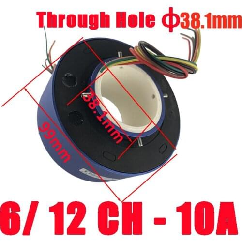 Aluminium Slip Ring 6/12 Channel Whith Hole 38.1mm 10A 999mm Rotate Dining Table Slip Ring Electric Collector Rings