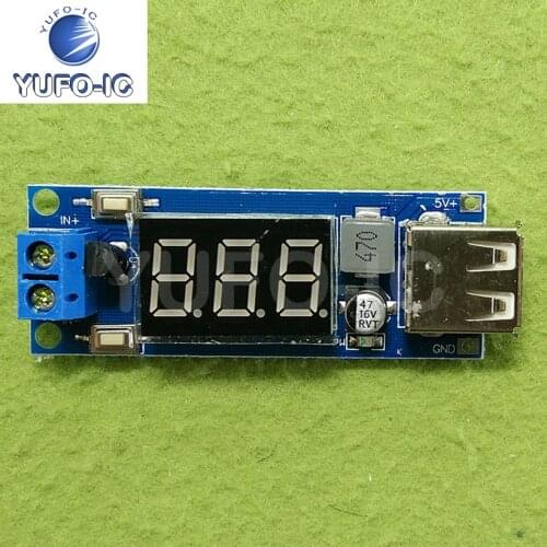 Free Ship 1PCS DCDC Voltage Reduction Power Supply Module Car Battery Voltmeter +5V USB Rechargeable Mobile Phone
