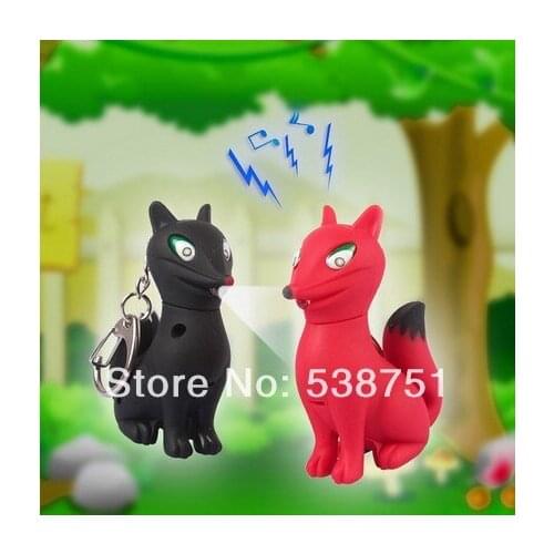 FREE SHIPPING by FEDEX 100pcs/lot 2014 Fox LED Keychain with sound