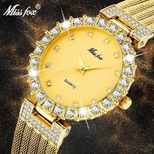 MISS FOX Womens Classic Fashion Leisure Watch Quartz Watch Diamond Stainless Steel Watch Ordinary Waterproof Watch