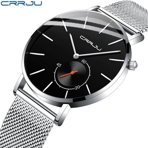 2021 New Mens Watches CRRJU Top Brand Stainless Steel Waterproof Sport Automatic Date Quartz Watch For Men Relogio Masculino