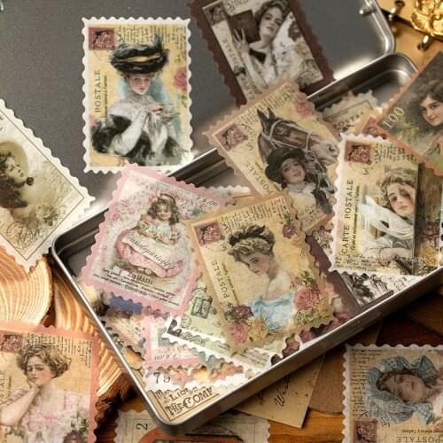 Retro Time Post Office Series Decorative Stickers Scrapbooking Stick Label Diary Stationery Album Vintage Flower Stickers