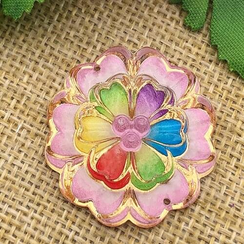 DIY 32mm AB Resin 3d flower Flatback Rhinestone Wedding buttons crafts