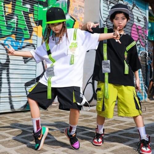 Kids Concert Hip Hop Clothing Graphic Tee Oversized T Shirt Tops Streetwear Summer Shorts for Girls Boys Dance Costume Clothes