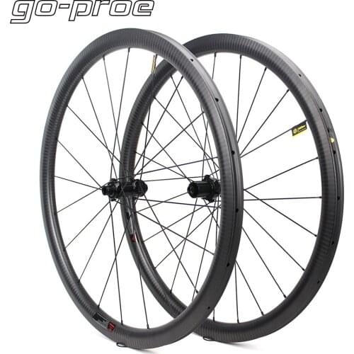Go-proe 700C Gravel Carbon Wheeslet Cycling 40mm Depth 28mm Width Cyclocross Center Lock 6 Bolt Lock Hub 24-24H Disc Wheels