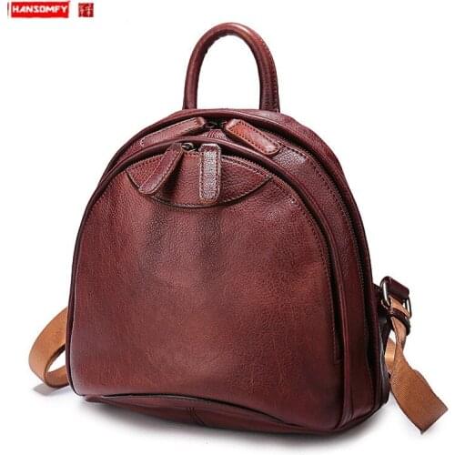 Женские кожаные рюкзаки HANSOMFY China At AliExpress