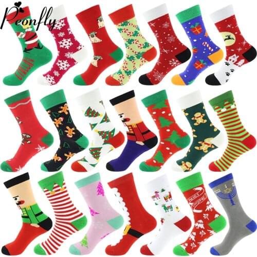 Cotton Christmas Socks Women &Men New 2020 Autumn Winter New Year Santa Claus Christmas Tree Snow Elk Gift Happy Socks PEONFLY