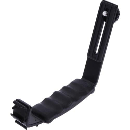 Camera L Bracket Mount Video Grip L-Bracket Dual Flash Cold Hot Shoe Mount 1/4 inch Tripod Screw Heavy Duty Hand Grip For DSLR