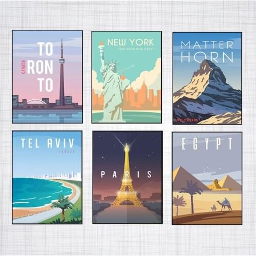 Modular Hd Prints Picture Home Decoration New York Parijs Paintings Canvas Building Poster Wall Art For Living Room No Frame