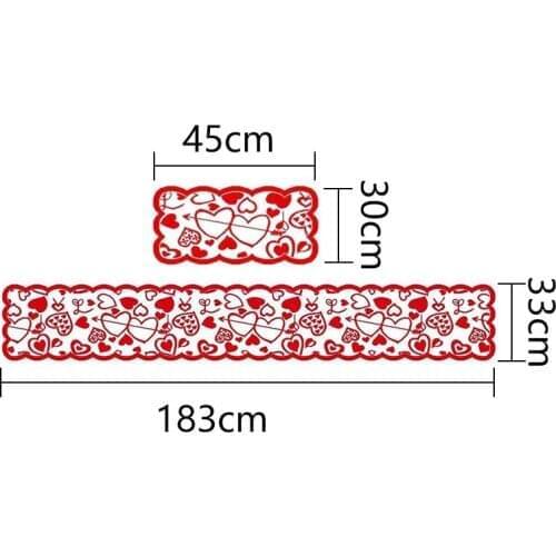 Love Wedding Party Table Runner Print Valentines Day Long Red Heart Decoration For Home Table Gift