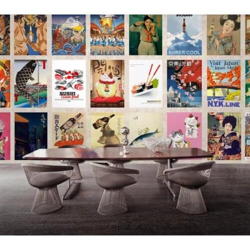 Authentic Japanese sushi background wall decoration wallpaper murals