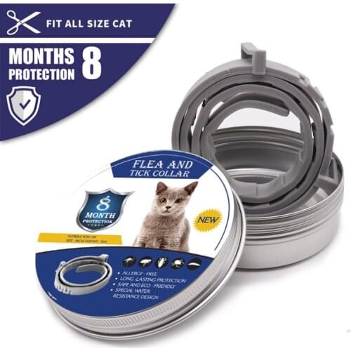 Dog & Cat Collar 8 Month Flea & Tick Prevention Collar Anti Flea Ticks Mosquitoes Silicone Adjustable Pet Collar Cat Accessories
