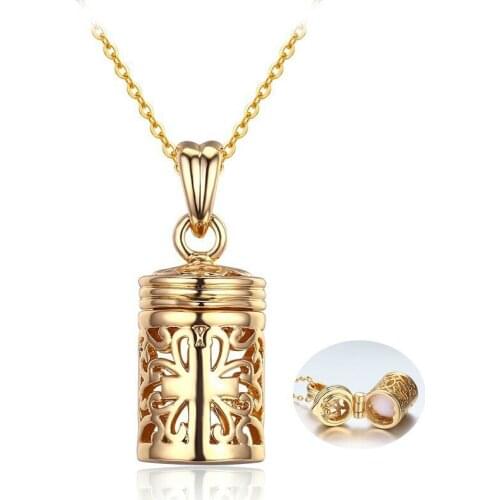 Retro Hollow Out Filligree Cross Perfume Bottle Essential Oil Diffuser Pendant Choker Necklace Women Pingente Gold Color Jewelry