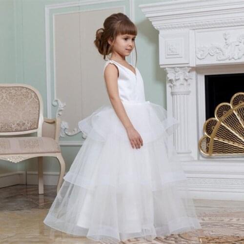 Flower Girls Dresses Fluffy Tulle Sleeveless O-Neck Party Metal sequins Sweet Girl Birthday Party Dresses