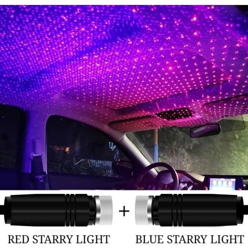 Car LED Starry Light Star Laser Atmosphere Ambient Projector Lights Interior USB Auto Decoration Roof Sky Night Galaxy Lamp