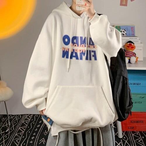 INXYZ 2021 Men Fashion Pullover Letter Print Streetwear Couple Casual Over Size Solid Color Hoodie Spring Autumn Women Top Coat