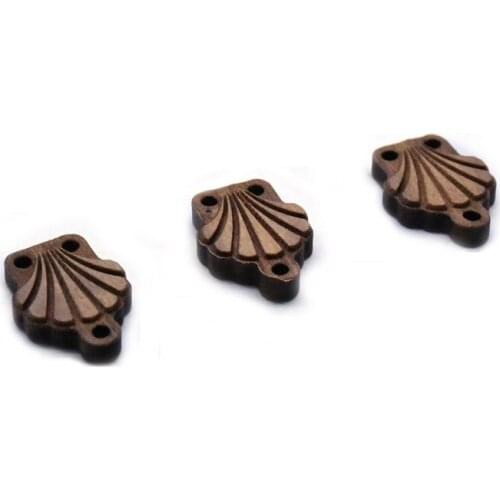 QIGO Brown Three Hole DIY Wooden Shell Connectors Religious Jewelry Accessories 20pcs/lot