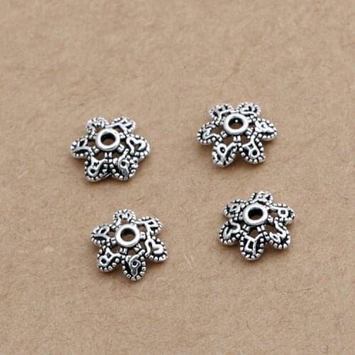 Handmade 925 Silver Beads Cap Jewelry Findings Good Luck Symbol Bead Cap Sterling Silver Jewelry Accessories Bead Cap