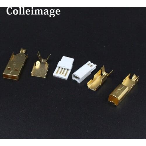 1set USB Type B Standard Port Female Solder Jacks Connector PCB Socket USB-B type Gold plated USB plug HIFI USB plug
