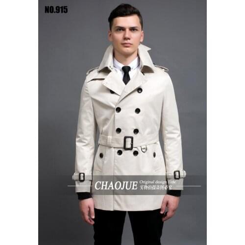 British style 2020 new designer double breasted trench coat men overcoat long sleeve mens clothing outerwear casaco masculino