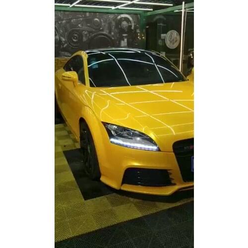 TSAUTOP 1.52*18m Super Glossy Metallic Car Wrap Yellow Vinyl