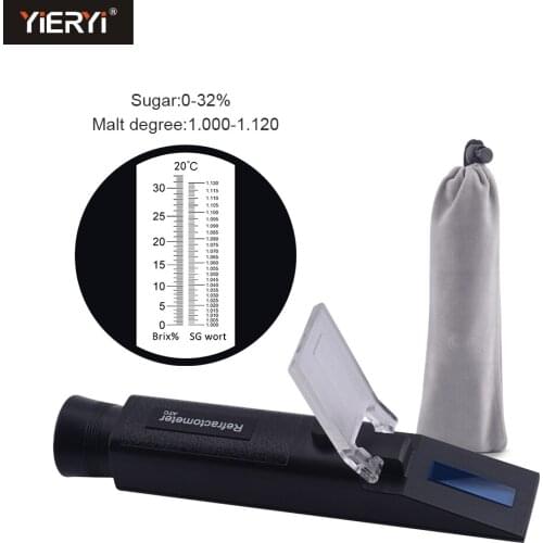 Yieryi New HandHeld 0~32% Brix 1.000-1.120 Beer Wort SG Specific Gravity Refractome Temperature 20C Dual Scale with Carring Bag