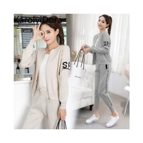 Womens suit 2019 winter Knit sweater sportswear suit female early autumn fashion casual two-piece