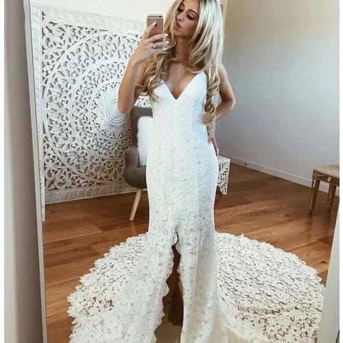 Champagne Tulle White Lace Evening Dress Strapless Appliques Long Trail Mermaid Trumpet Prom Party Gowns 2020 Modern Fashion