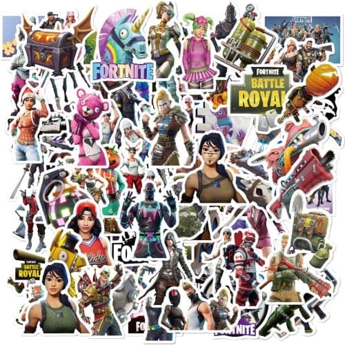 104pcs/set Not Repeat Fortnite Stickers Toys Set Game Travel Suitcase Trolley Case PVC Cartoon Sticker Kids Girl Birthday Gifts