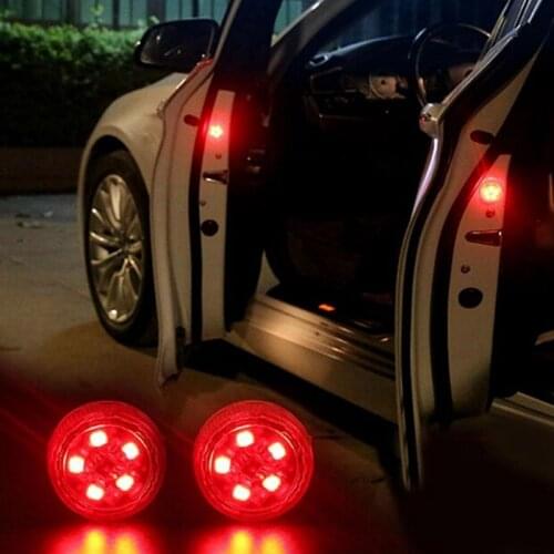 2pcs Car LED Opening Door Safety Warning Anti-collision Lights Flash Light Red Strobe bulbs Wireless Alarm Lamp Signal Light
