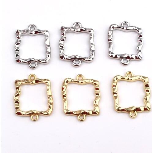 20pcs Gold Square Bracelet Connector Findings Zina Alloy Charms For Earring Jewelry Make Diy Hollow Bracelets Accessory