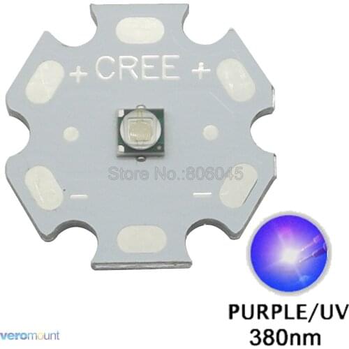 5pcs Epileds 3535 UV/Ultra Violet 3W 380NM-High Power LED Bead Emitter with 8mm 12mm 14mm 16mm 20mm Aluminum / Copper PCB