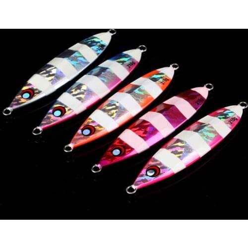 5PCS Deep sea Glow Slow Jig Jigging Night Fishing Jigging Lure Jigbait spoon baits 60g 80g 120g 210g 260g