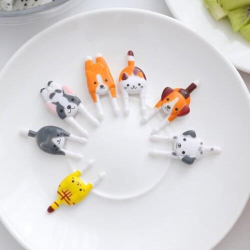 6-12pcs Mini Animal Farm Cartoon Food Picks Children Snack Cake Dessert Food Fruit Forks Lunch Bento Accessories Party Decor