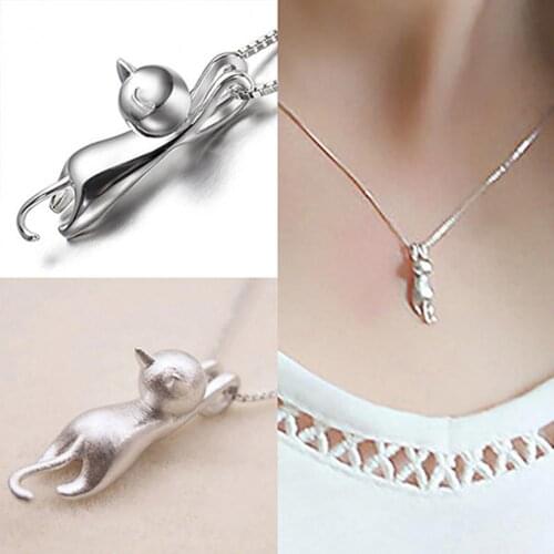 80% Hot Sales!! Women Silver Plated Lovely Jumping Cat Pendant Charm Princess Necklace Jewelry