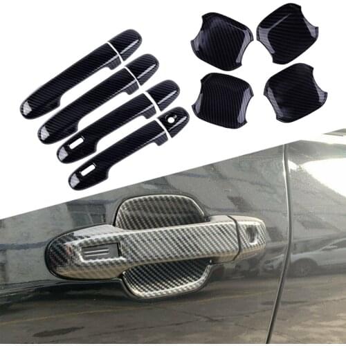 1Set Car ABS Carbon Fiber Style Exterior Door Handle Bowl Cup & Cover Trim Fit for Subaru Forester 2019 2020