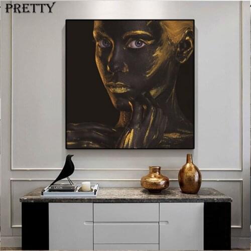 Black and Gold Nude Woman Canvas Paintings Living Room African Women Posters on The Wall Modern Art Painting Home Decor Pictures