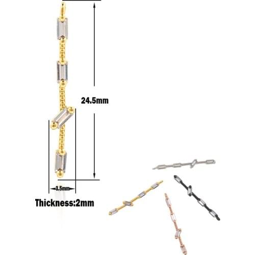 CZ Square Pendant Long Necklace Gold Plated Brass Zircon Charm DIY Bracelet Earrings Making Accessories