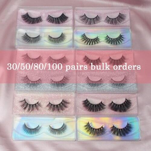 Elyco Full Strip Faux Mink lashes 30/50/80/100 Pairs Lot 15mm Eyelashes 100% Hand Made Wholesale Lashes Eyelash Bulk lash vendor