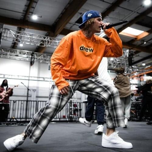 DREW Long sleeve T-shirt T Shirt 100% Cotton Men T-shirt Male Womens Tshirt High Quality Tops HOUSE JUSTIN Bieber Smiley Autumn