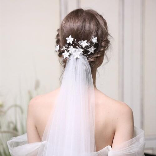 White Flower Hair Comb Bridal Wedding Hair Accessories Elegant Ladies Hair Jewelry Wedding Headpiece Rhinestone Flower Comb