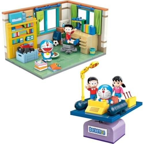 Cartoon Anime Doraemon Nobitas Room Time Machine Building Blocks Bricks Sets Movie Dolls Kids Toys For Children Birthday Gift